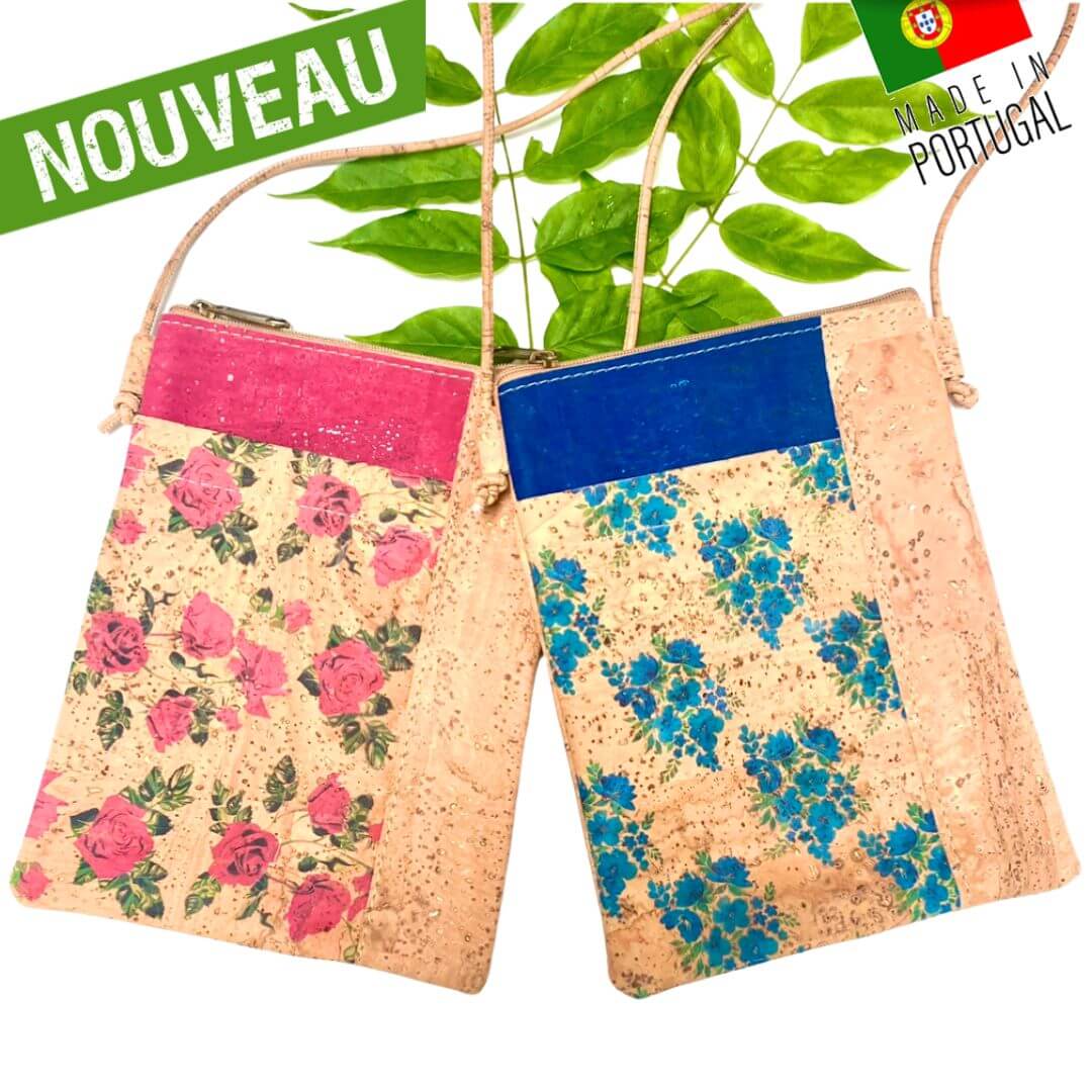 pochette vegan en liege - sac bandouliere liege - sac femme vegan - sac bandoulière en liège - sac liege portugal - pochette légère en liege - pochette cuir végétal - sac bandouliere femme vegan - petit sac léger - petit sac végétal - cuir vegan - pochette en liège