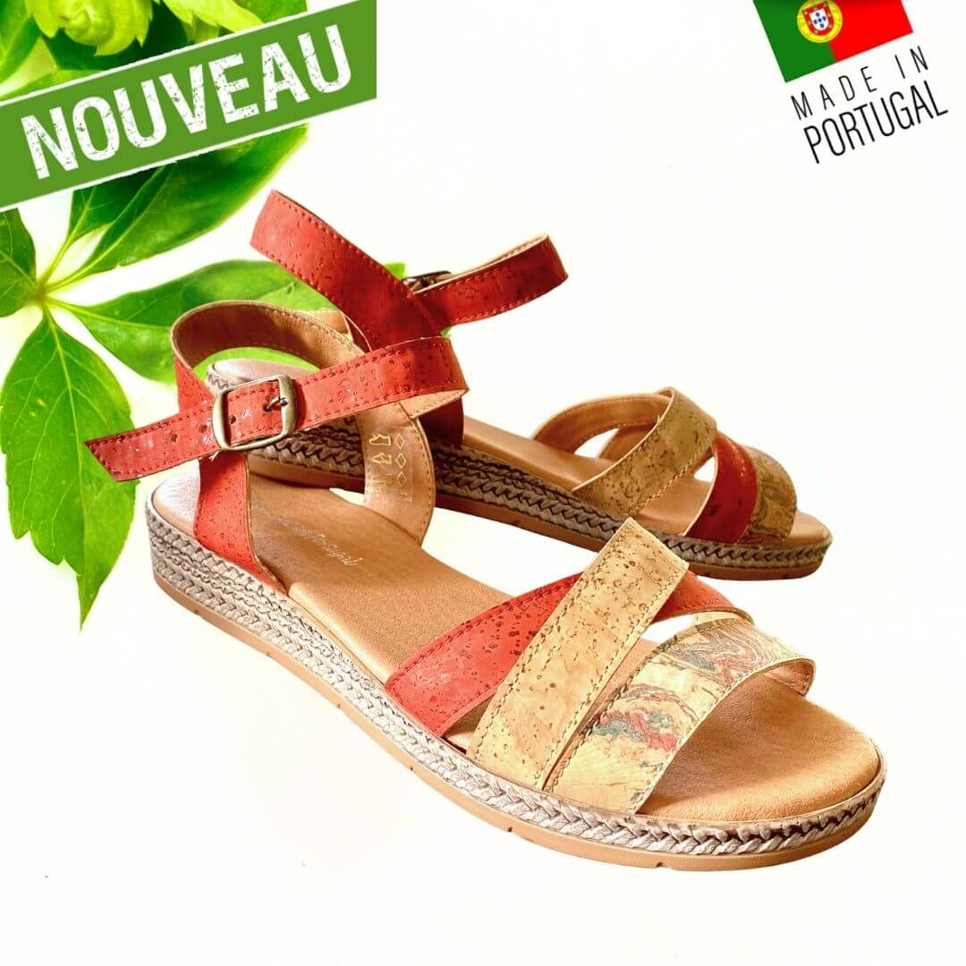 claquette vegan liege - claquette vegan femme - claquettes vegan femme - sandale vegan femme - sandales vegan femme - sandales made in France - sandales made in Portugal - Sandales cuir végétal - sandale en liège - sandales en liège - montado - sandales montado - chaussure montado - montado portugal - sandales rouge vegan