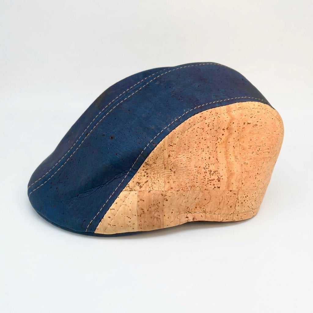 Chapeau Béret en liège naturel bicolore Bleu Marine