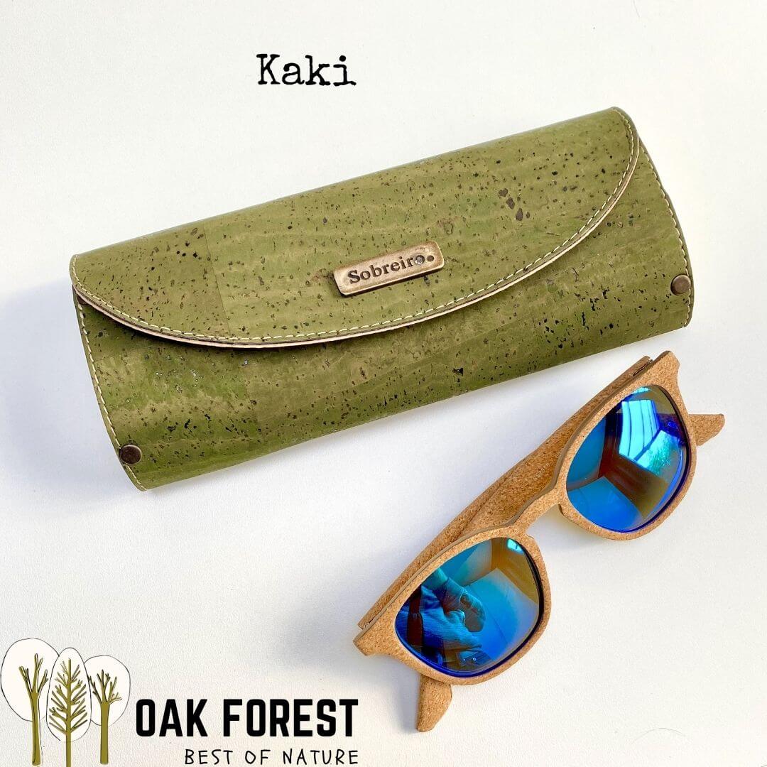 étui lunettes écologique vegan design naturel liège kaki