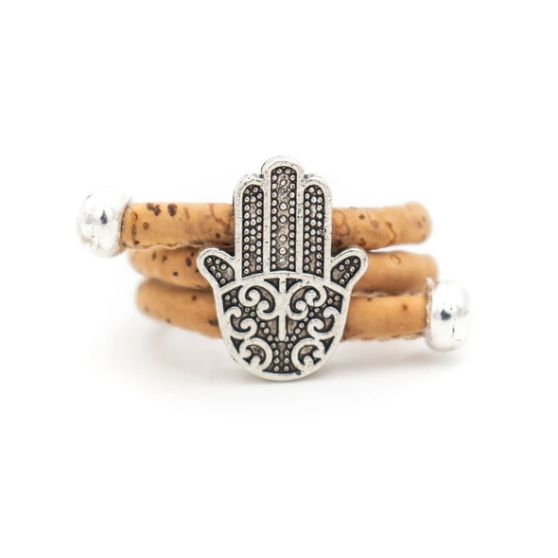 Bague en liège artisanal "Main de Fatma"