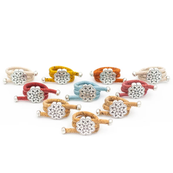 Bague en liège naturel "Fleur Inca"