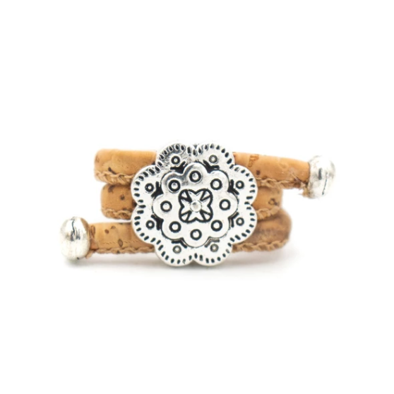 Bague en liège naturel "Fleur Inca"