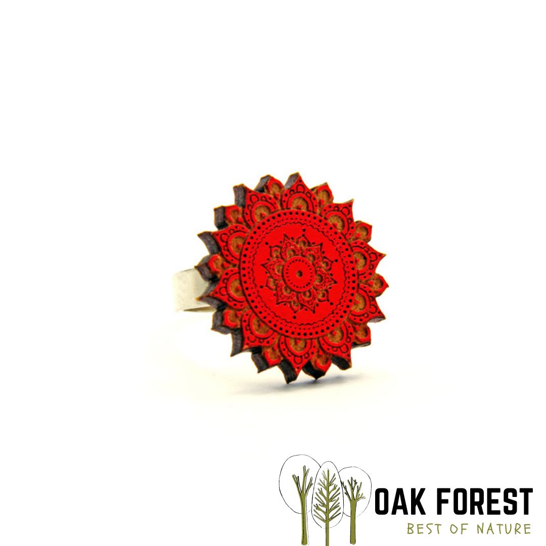 bijou vegan - bague liege portugal - bague vean en liege- bijoux en liège - bague végétal - bague fantaisie pas cher - bague femme vegan - bague en bois de liège - bague mandala - bague ethnique femme - bague spirituelle bague rouge