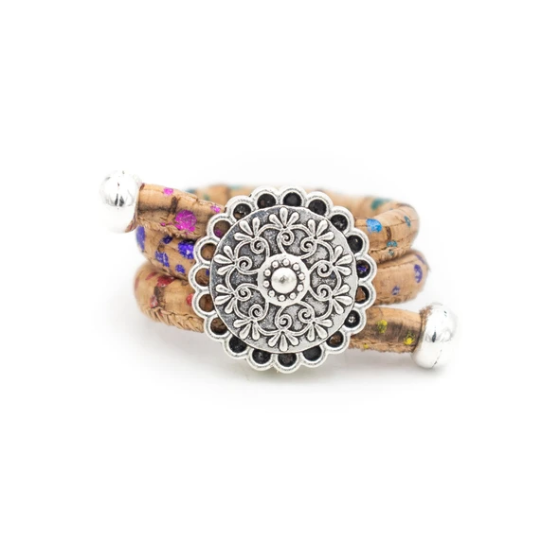 Bague en liège artisanal "Rosace"