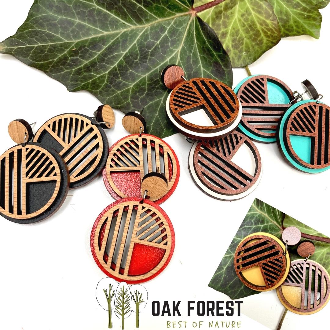 boucle d'oreilles vintage bois - boucles d'oreille liège - boucles d'oreilles originales - boucles d'oreilles femme - idée cadeau fête des mères