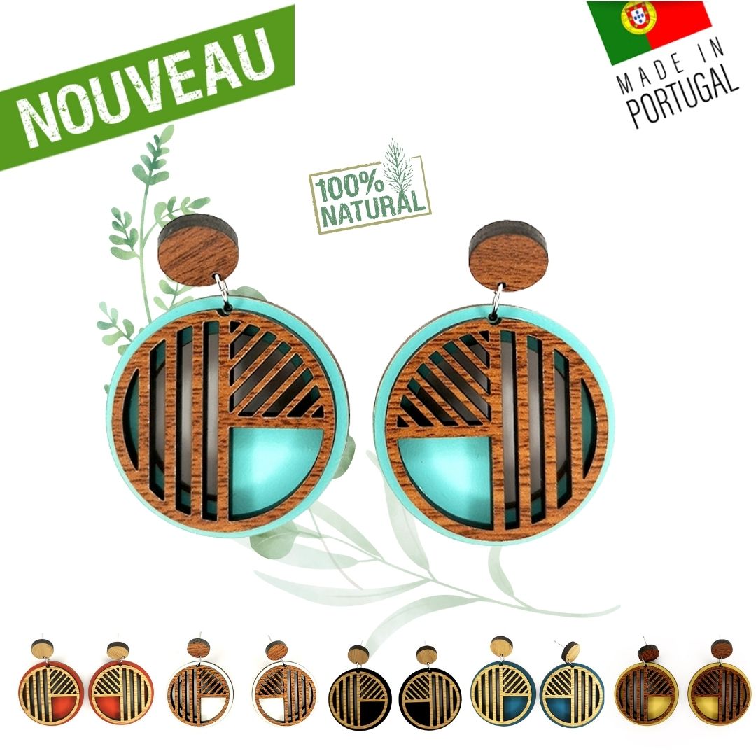 Boucles d'oreilles en bois de liège "Vintage"