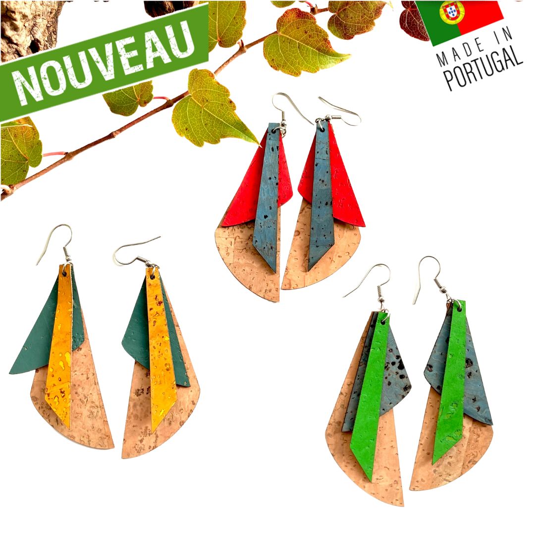 boucles d'oreilles femme liege - boucles d'oreilles fleurs - boucles d'oreille portugal - boucle d'oreille femme légère - boucles d'oreille orange - boucles d'oreilles originales