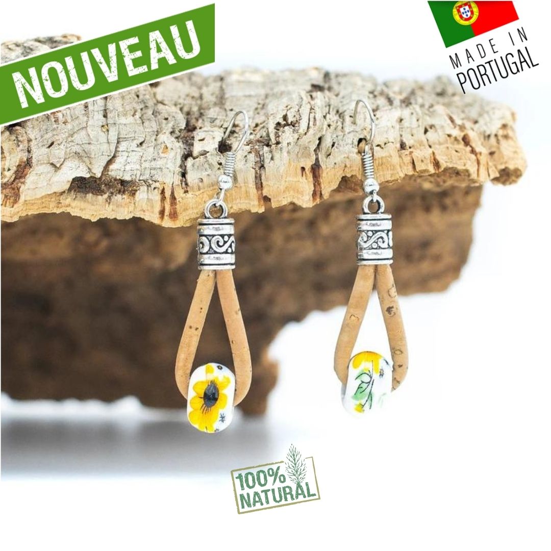 Boucles d'oreilles en liège "Girasol"