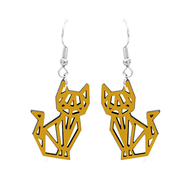 Boucles d'oreilles liège - boucle d'oreille liege - boucles d'oreilles bois - origami - colombes - boucles d'oreilles Vegan - Boucles d'oreilles fantaisie - Boucles d'oreilles légères - Boucles d'oreilles Portugal - Chat - Cat -