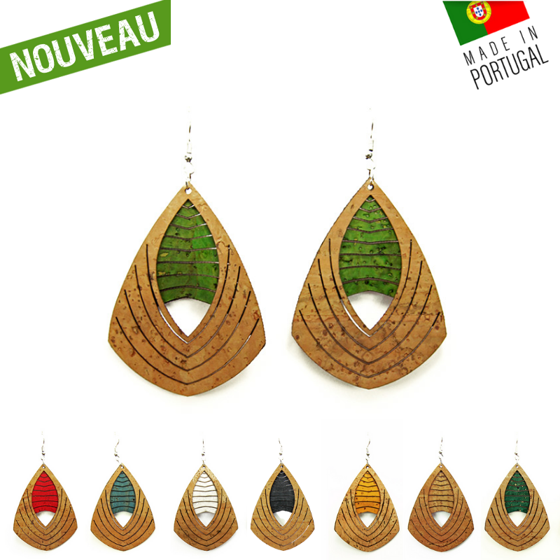 Boucles d'oreilles liège - boucle d'oreille liege - boucles d'oreilles bois - origami - colombes - boucles d'oreilles Vegan - Boucles d'oreilles fantaisie - Boucles d'oreilles légères - Boucles d'oreilles Portugal - Boucles d'oreilles légères - Boucles d'oreilles naturelles