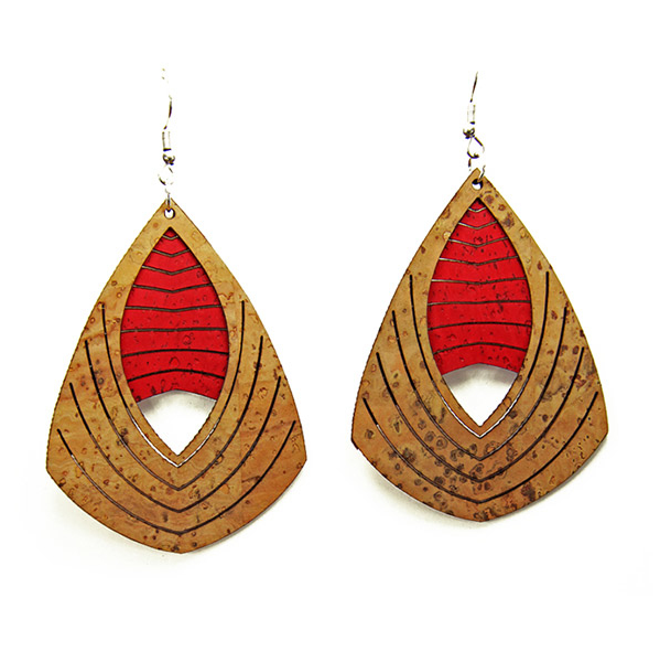 Boucles d'oreilles liège - boucle d'oreille liege - boucles d'oreilles bois - origami - colombes - boucles d'oreilles Vegan - Boucles d'oreilles fantaisie - Boucles d'oreilles légères - Boucles d'oreilles Portugal - Boucles d'oreilles légères - Boucles d'oreilles naturelles - Boucle d'oreille rouge