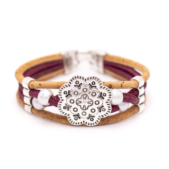 Bracelet en liège naturel artisanal Rosace