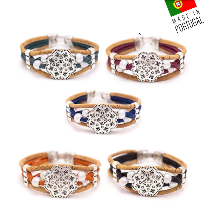 Bracelet en liège naturel artisanal Rosace