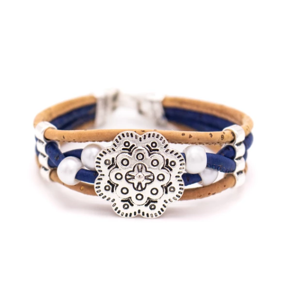 Bracelet en liège naturel artisanal Rosace