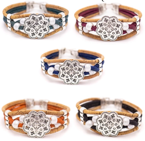 Bracelet en liège naturel artisanal Rosace