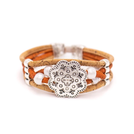 Bracelet en liège naturel artisanal Rosace