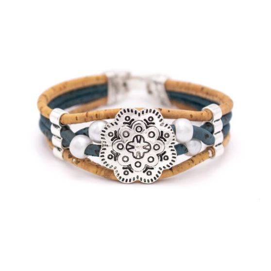 Bracelet en liège naturel artisanal Rosace