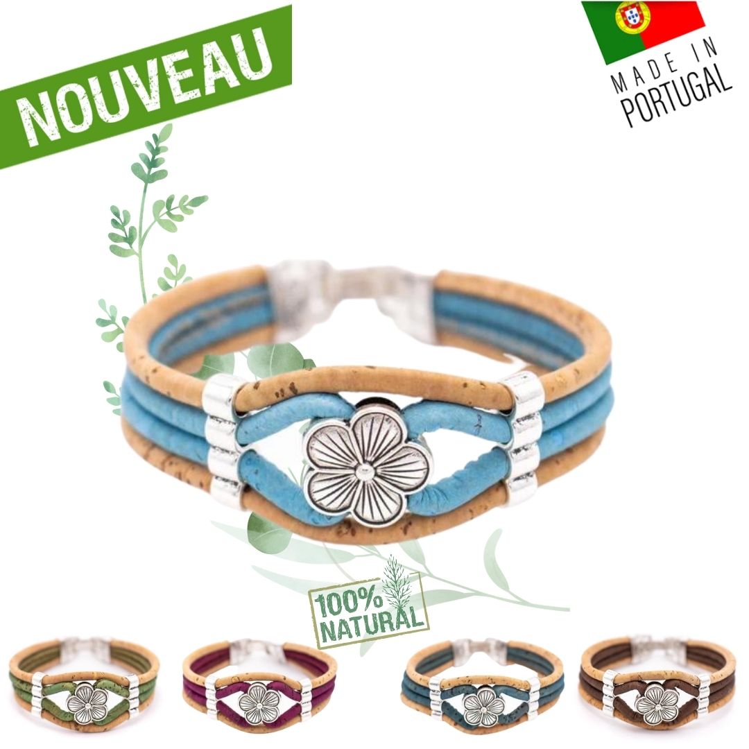 bracelet liege femme vegan - bracelet en liege - bracelet liège portugal - bracelet liège noir et or - bracelet femme noir or - bracelet en liège vegan - bracelet chic