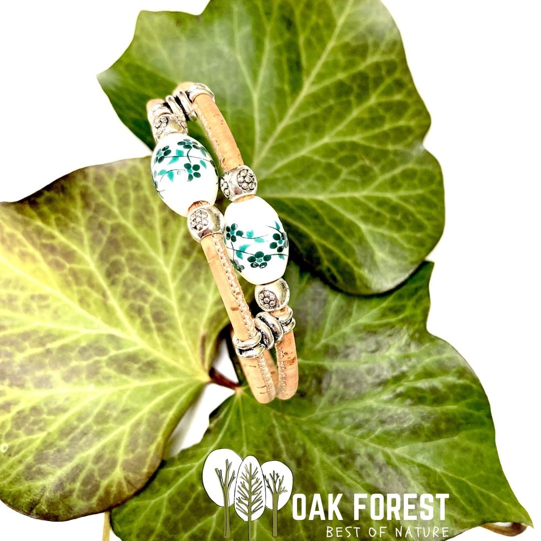 bracelet liege femme pas cher - bracelet liege fleuri - bracelet liège pour femme - bijoux en liège fleuri - bijoux femme portugal - idée cadeau fête des mères - bracelet fille vegan