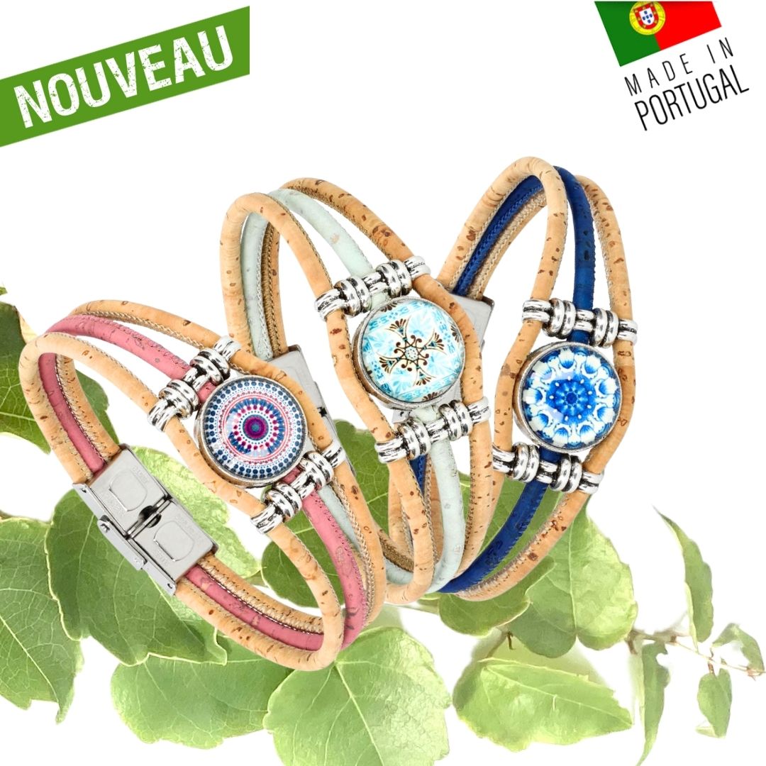 bracelet liege femme vegan - bracelet en liege - bracelet liège portugal - bracelet liège noir et or - bracelet femme noir or - bracelet en liège vegan - bracelet chic