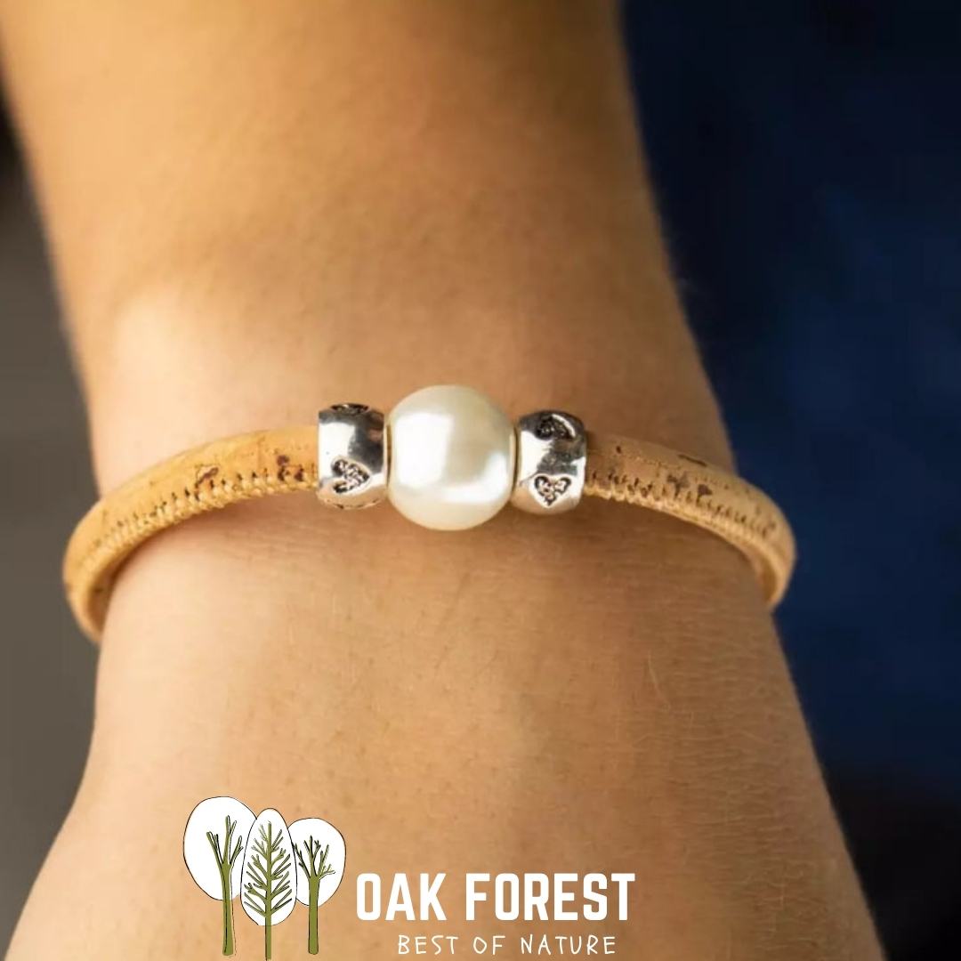 bracelet perle liege vegan - bracelet vegan - made in france - made in portugal - bracelet épuré - bracelet chic naturel