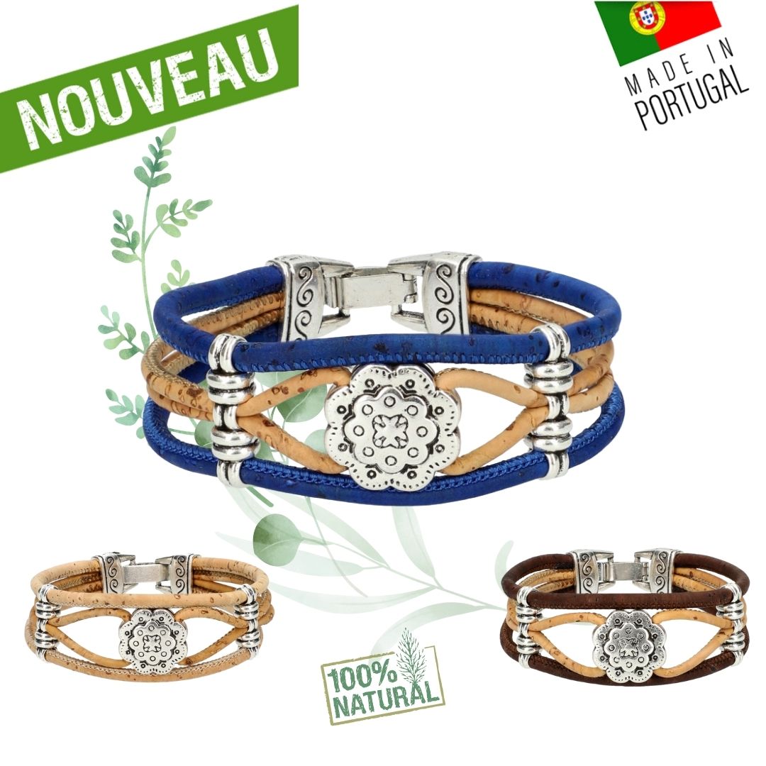 Bracelet en liège "Rosace centrale"- Bracelet Femme Vegan