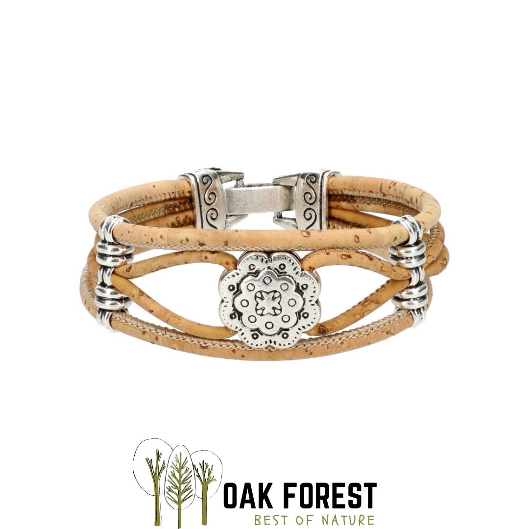 Bracelet en liège "Rosace centrale"- Bracelet Femme Vegan