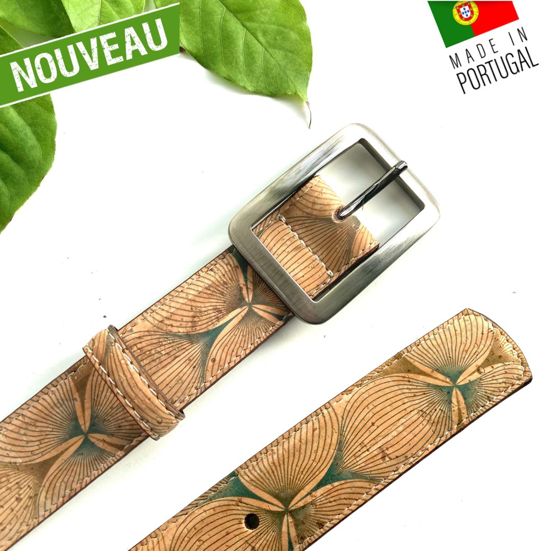 ceinture vegan femme - ceinture liège Portugal - ceinture artisanale liege - ceinture naturelle femme - ceinture bois femme - ceinture été femme - ceinture claire pour femme - idée cadeaux