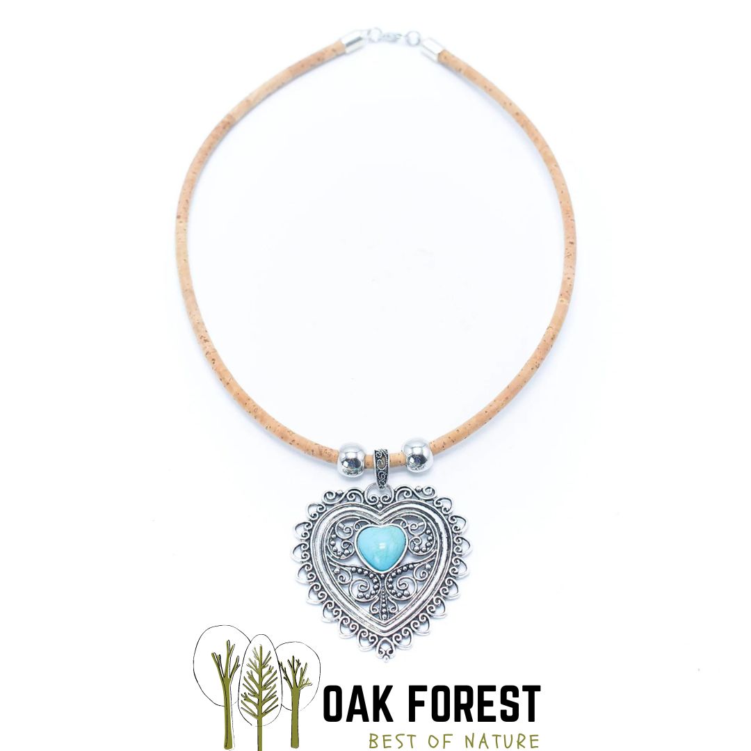 collier en liège - collier en liege - collier liège - collier liege - collier bois- Mandala- collier fantaisie - collier pas cher - idée cadeau noël - idée cadeaux Noel - pendentif - collier coeur