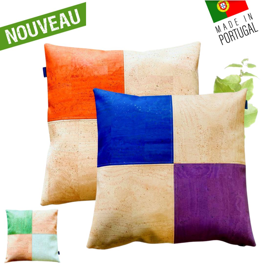 housse de coussin design - housse de coussin liege made in Portugal - housse de coussin liege naturel - oreiller en liege décoration intérieur - housse coussin haut de gamme - housse de coussin originale -