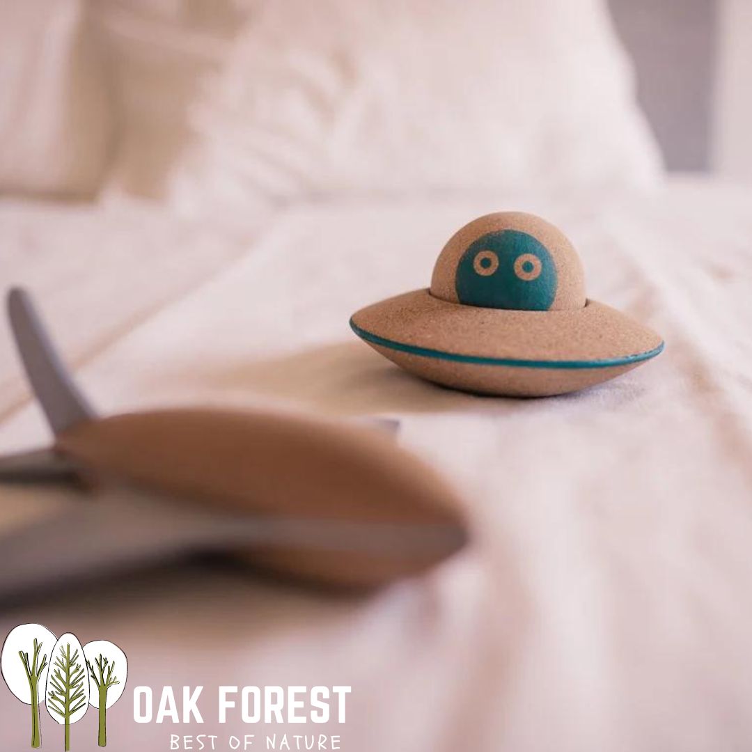 jouet en liege - jouet bois - jouets bois - jouet vegan - jouet ecoresponsable - jouets eco responsable - jouet original - jouet naturel - voiture de course en liege - voiture de course en bois - jouet artisanal - jouet garçon - jouet fille - jouet écologique - soucoupe volante enfant - espace - planètes - extra terrestre - vaisseau spatial