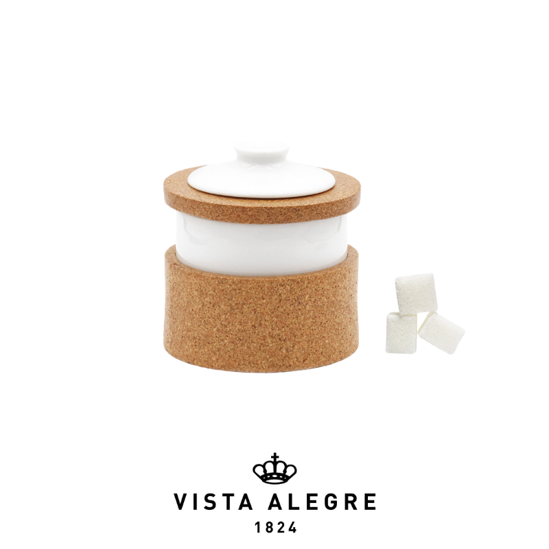 boite a sucre - sucrier en liege - sucrier liege - vaisselle portugal - fabrication artisanale - Vista Alegre porcelaine céramique