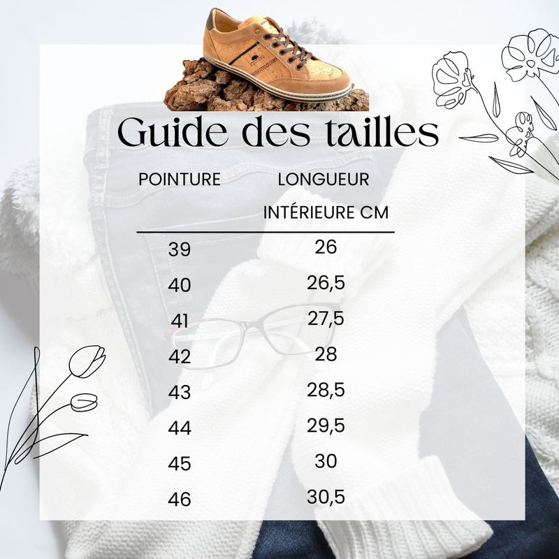 Chaussures homme en liège - Baskets en liège naturel