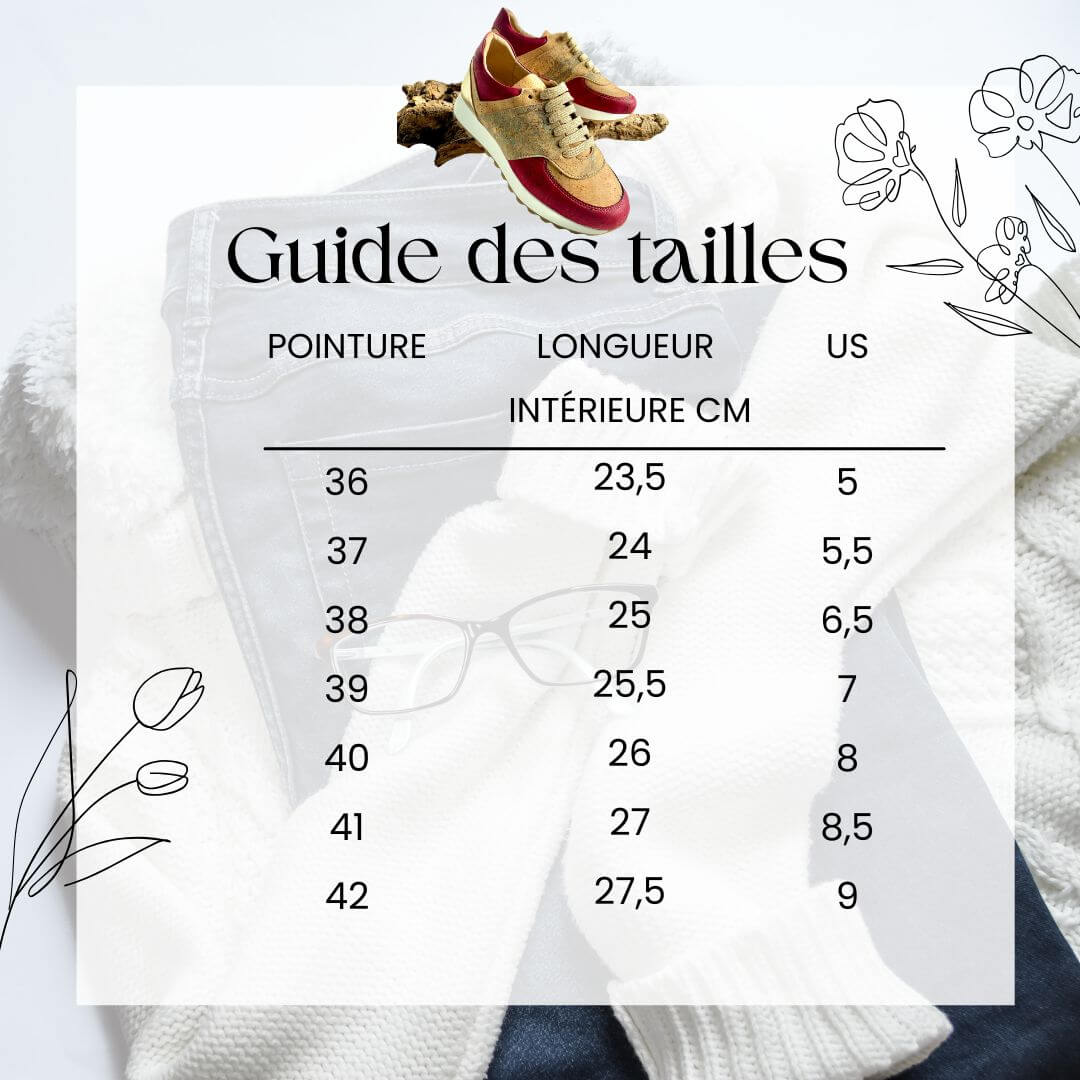 Chaussures - Baskets en liège naturel "Urban Bordeaux"