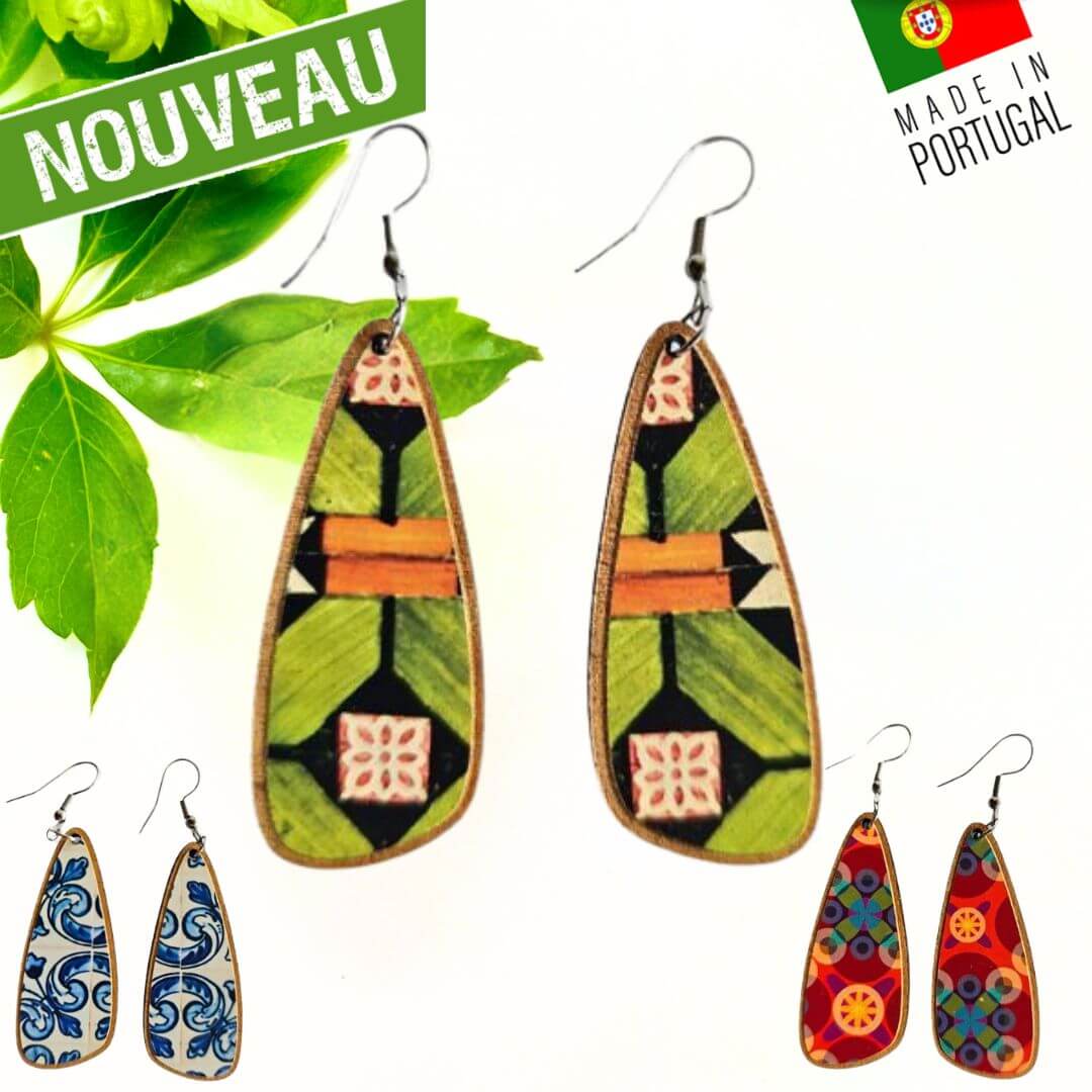 boucles d'oreilles femme liege - boucles d'oreilles fleurs - boucles d'oreille portugal - boucle d'oreille femme légère - boucles d'oreille orange - boucles d'oreilles originales- bijoux liege - bijou en liege portugal - boucle d'oreille liege - bijoux vegan