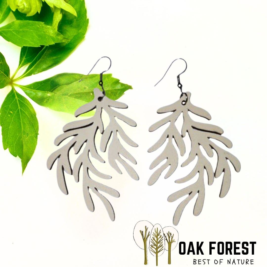 Boucles d'oreilles en bois de liège "Corail" - Bijoux Vegan