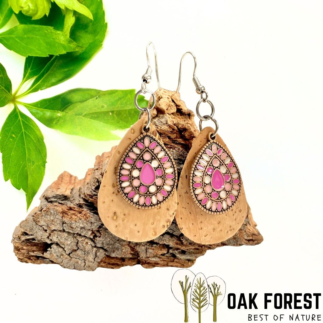 boucles d'oreilles femme liege - boucles d'oreilles fleurs - boucles d'oreille portugal - boucle d'oreille femme légère - boucles d'oreille orange - boucles d'oreilles originales- bijoux liege - bijou en liege portugal - boucle d'oreille liege - bijoux vegan