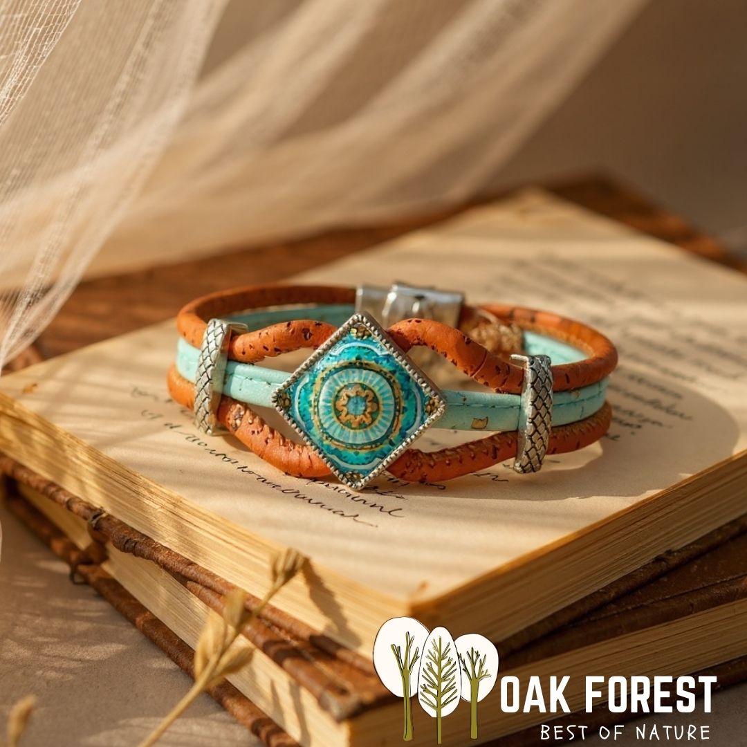 bracelet liege femme pas cher - bracelet liege fleuri - bracelet liège pour femme - bijoux en liège fleuri - bijoux femme portugal - idée cadeau fête des mères - bracelet fille vegan- bijou en bois - bijoux liege - bijou portugal - bijoux fantaisie pas cher