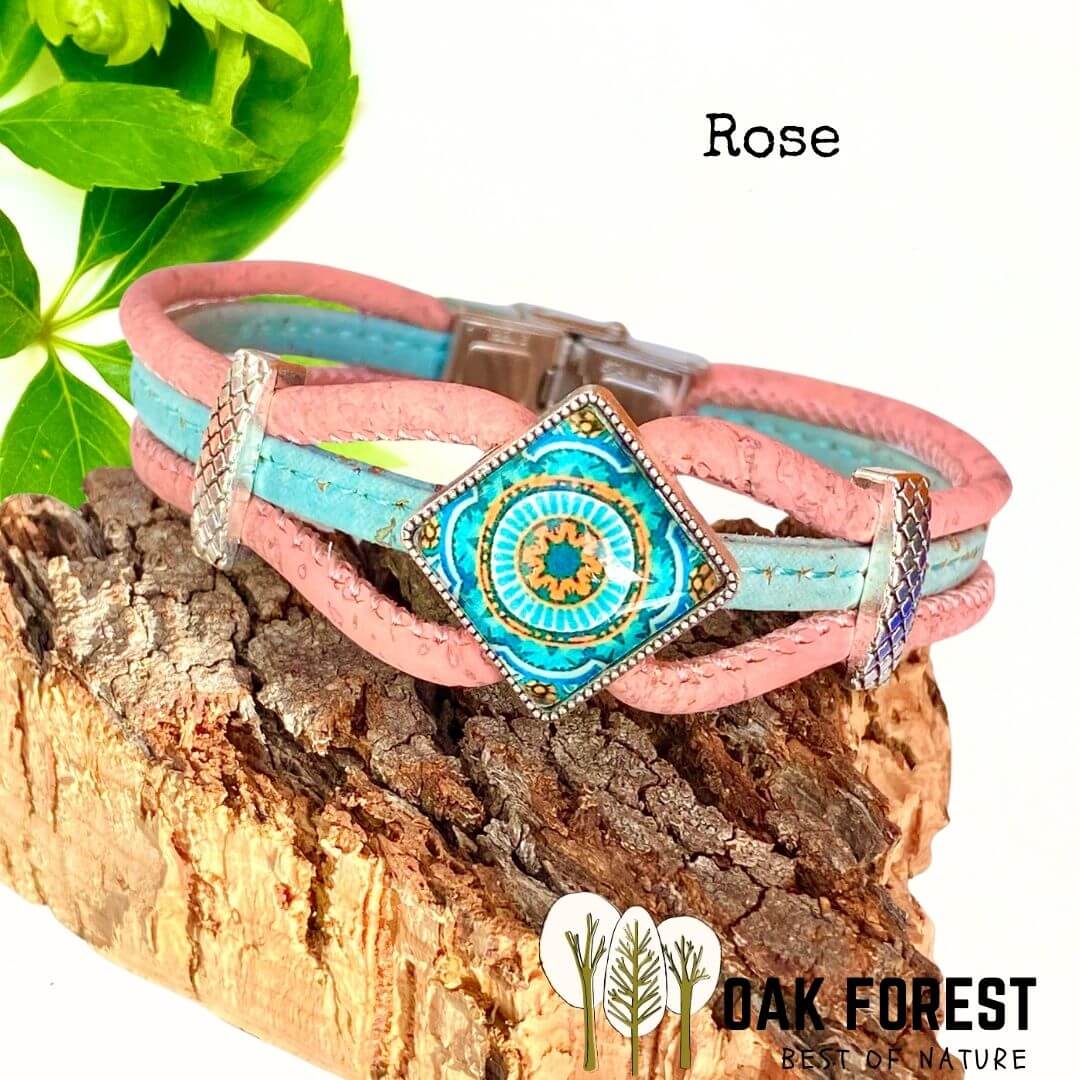bracelet liege femme pas cher - bracelet liege fleuri - bracelet liège pour femme - bijoux en liège fleuri - bijoux femme portugal - idée cadeau fête des mères - bracelet fille vegan- bijou en bois - bijoux liege - bijou portugal - bijoux fantaisie pas cher