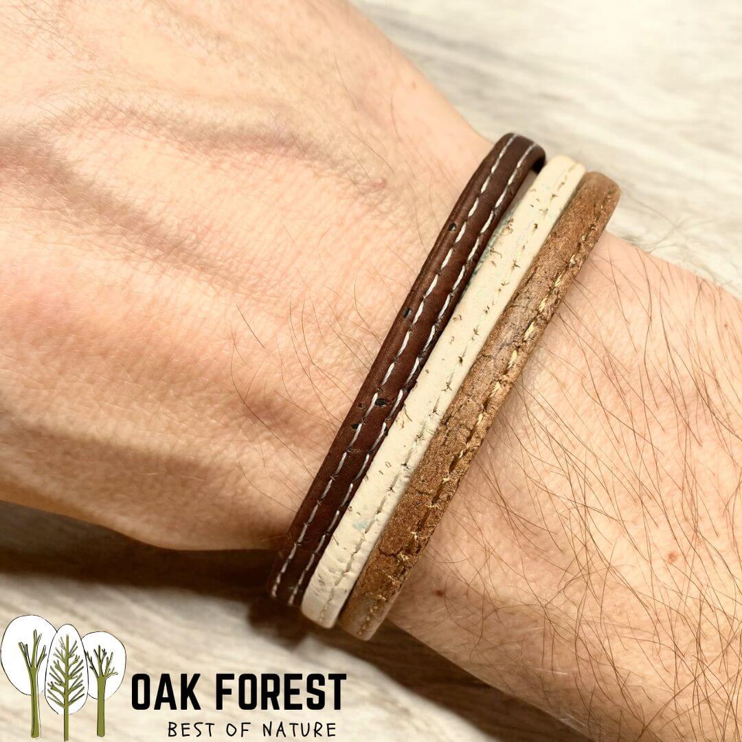 bracelet homme vegan liege - bracelet liege homme portugal - bracelet made in france - bracelet croix homme - bracelet Ninja homme - bracelet bleu marine homme - trio de bracelets pour homme - idée cadeau homme - fête des pères - idée cadeau noel pas cher - bijoux fantaisie - bracelet vegan homme marron