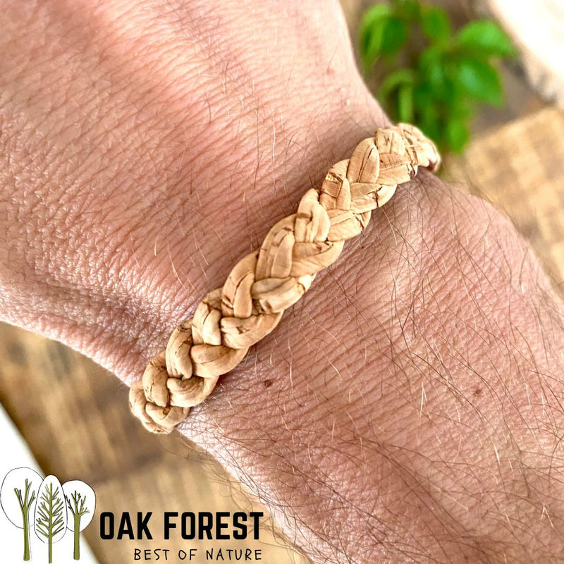 Thin braided cork bracelet - Vegan bracelet