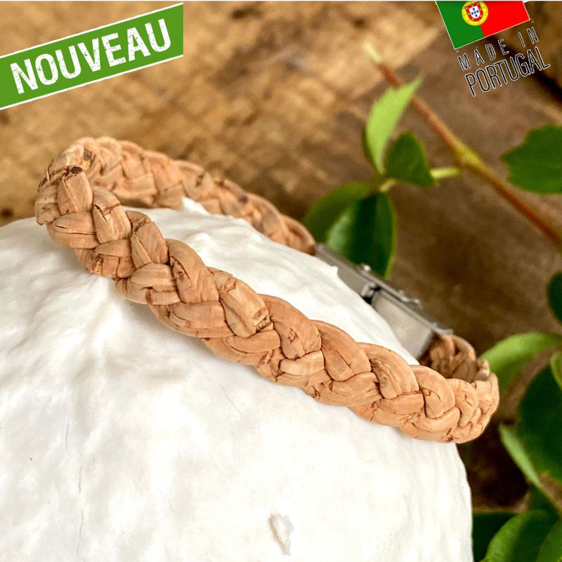 Dünnes geflochtenes Korkarmband - Veganes Armband