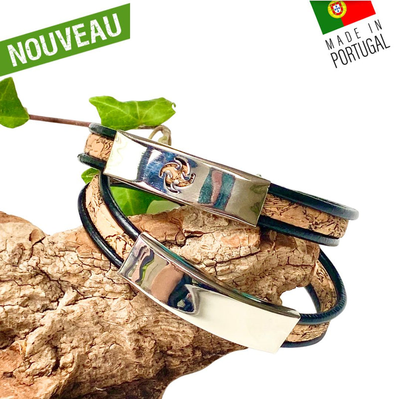 bracelet homme vegan liege - bracelet liege homme portugal - bracelet made in france - bracelet croix homme - bracelet Ninja homme -