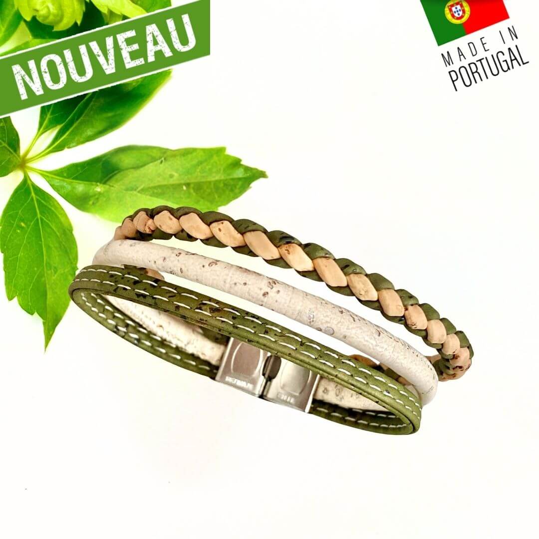 bracelet homme vegan liege - bracelet liege homme portugal - bracelet made in france - bracelet croix homme - bracelet Ninja homme - bracelet bleu marine homme - trio de bracelets pour homme - idée cadeau homme - fête des pères - idée cadeau noel pas cher - bijoux fantaisie - 