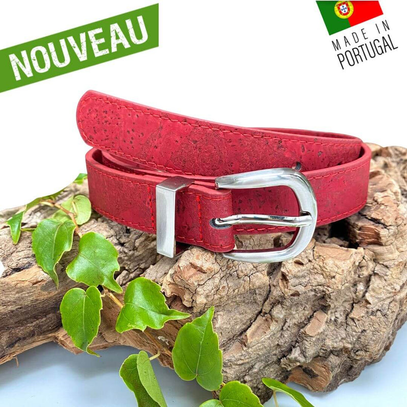 ceinture rouge femme veina - ceinture femme made in france - ceinture liege rouge - ceinture femme cuir végétal - ceinture liège made in portugal - ceinture vegan en liège - ceinture femme pas cher - ceinture artisanale en liege - ceinture fait main femme - ceinture colorée femme - ceinture légère en liège