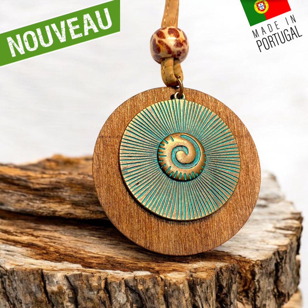 Collier en  liège "Spirale Inca" - Collier Vegan