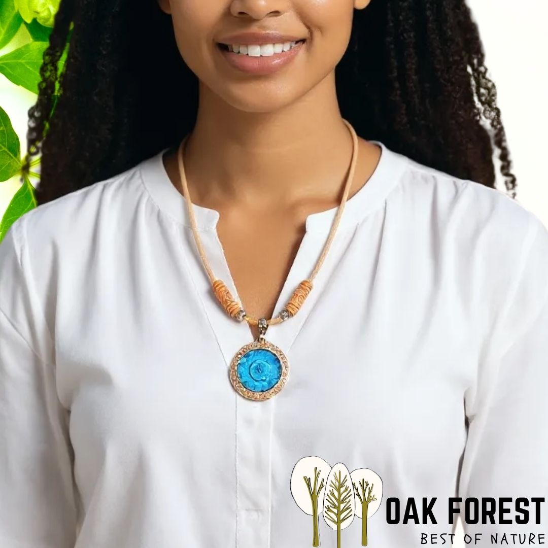 Korkkette „Blue Drop“ – Vegane Halskette