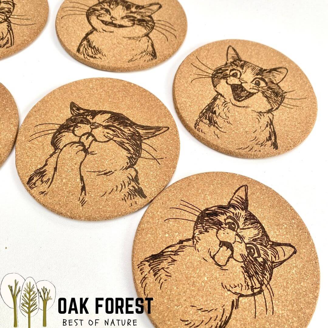 sous bock liege vegan - sous bock liège vegan portugal - sous verre en liège - dessous de verre en liège - dessous de verres en liège portugal - dessous de verre carré - sous bocks carré portugal vegan - mandala sous verre mandala portugal - Made in France - Dessous Chat - liege cats - petit chats - cadeau chat
