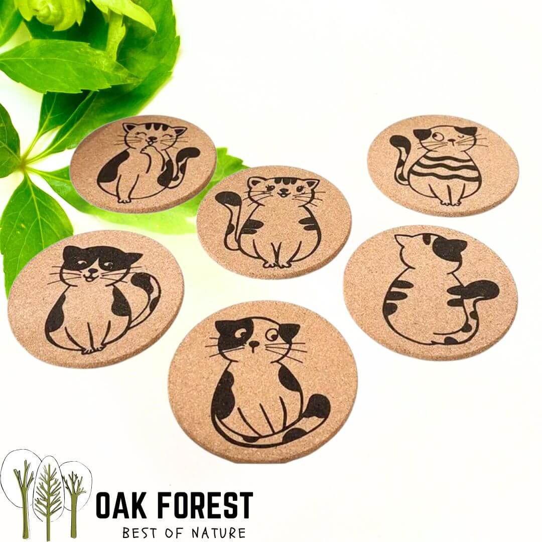 sous bock liege vegan - sous bock liège vegan portugal - sous verre en liège - dessous de verre en liège - dessous de verres en liège portugal - dessous de verre carré - sous bocks carré portugal vegan - mandala sous verre mandala portugal - Made in France - Dessous Chat - liege cats - petit chats - cadeau chat